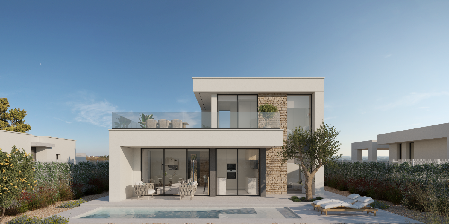 Modern design villa at the golf